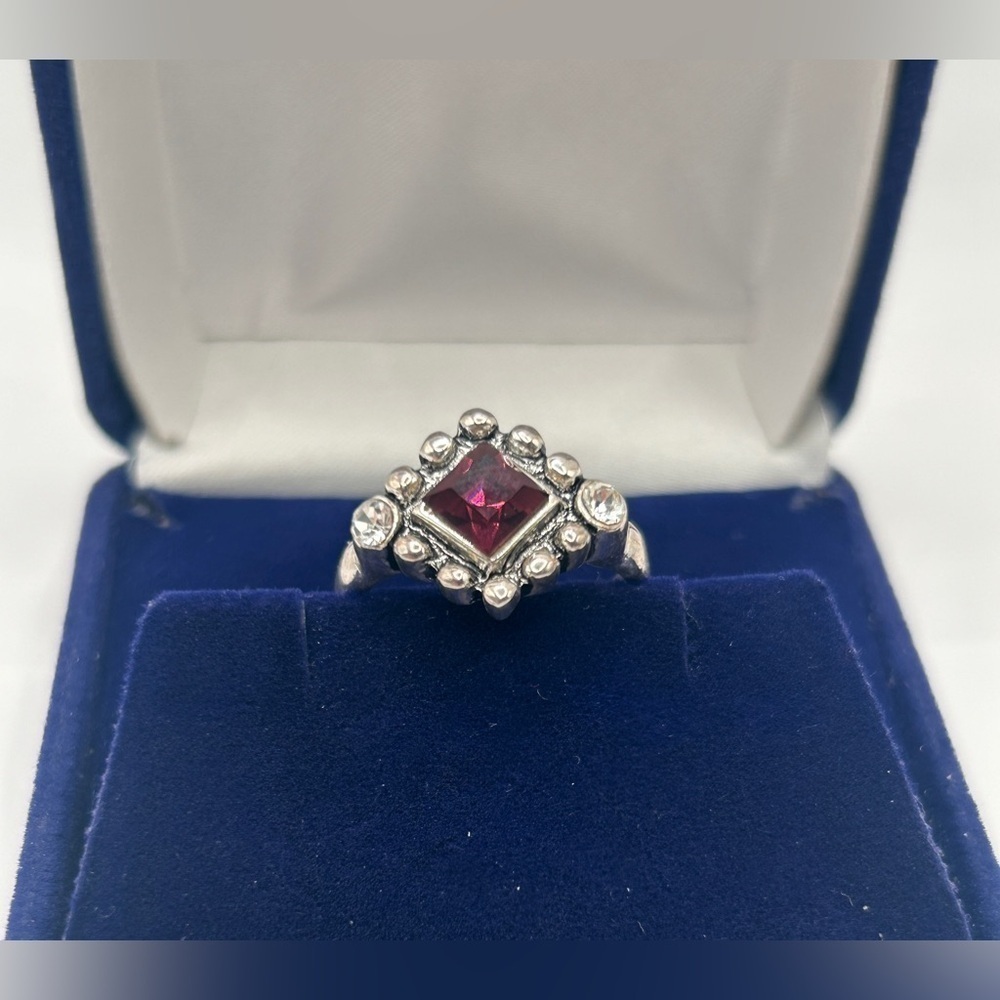 Vintage Purple Crystal Gemstone Silver Ring Sz 9.5 - Picture 5 of 5
